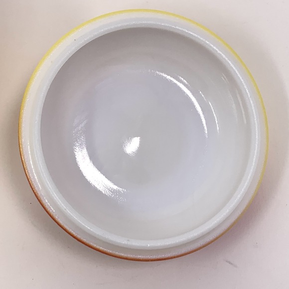 Vintage Hazel Atlas 4" Apple Milk Glass Jam Jar With Lid - Red and Yellow - Picture 7 of 12